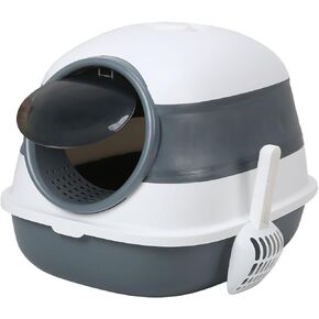 Cat Toilet Litter Box, Cat Litter Basin Fully Enclosed Proof Odorless Hooded with Lid for Cat