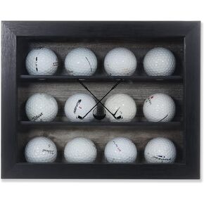 علبة عرض صندوق ظل كرة الجولف مقاس 8x10 من Lawrence Frames - تحمل 12 كرة جولف، أسود