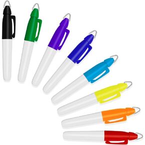 8 Pieces Mini Permanent Markers for Nurses Badge, 8 Assorted Colors Mini Marking Golf Ball Marker Pen With Golf Keychain Clips for Office School Supplies Outdoor Activities(8 Pieces)