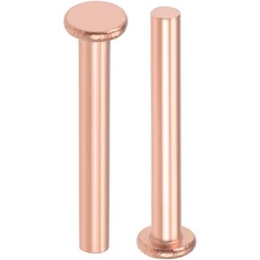 uxcell 20 Pcs 13/64" x 1 37/64" Flat Head Copper Solid Rivets Fasteners