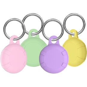 4 Pack AirTag Holder Keychain,Waterproof Apple Air Tag Case,Silicone AirTags Key Ring,GPS Item Finder Tracker Cover for Dog,Cats,Kids,Luggage,Keys,Bags(Lavender,Matcha Green,Pink,Yellow)