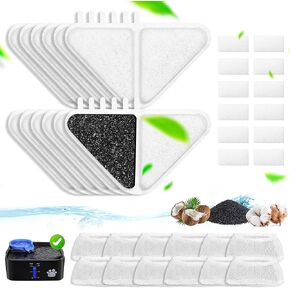 Cat Water Fountain Filter,Pet Fountain Filter Replacement for 230oz Dog Water Fountain,5 Layers Filtration System 7L Cat Fountain Filter,12 Filters+ 12 Sponges+12 Mesh Filters for 1.8GAL Dog Fountain