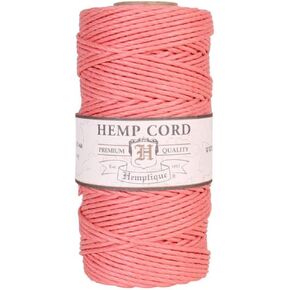 Hemptique 100% Hemp Cord Spool - #48 (1.8mm Thick) 205ft - Great for Beading, Jewelry Making, Macramé, Scrapbooking, Crafting & More - Sunset Coral