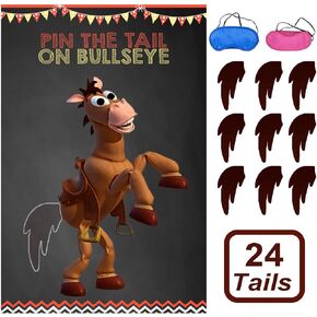 Toy Inspired Story Party Supplies, Pin The Tail On Bullseye Party Game Large Poster 24PCS Reusable Tails Sticker for Kids Boys Birthday Party in Saudi Arabia