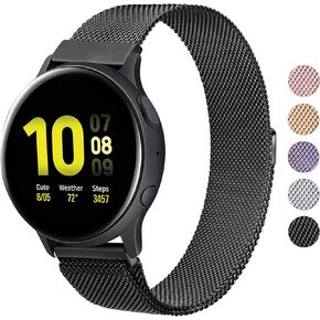 Wanme Metal Bands for Samsung Galaxy Watch Active 2 Band, Galaxy Watch 4 / Galaxy Watch 4 Classic, Galaxy Watch 5 / 5 Pro Bands, Galaxy Watch 3 41mm / Galaxy Watch 42mm, 20mm Stainless Steel Replacement Strap for Galaxy Active 2 Bands Women Men