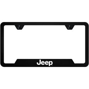 Au-TOMOTIVE GOLD, INC. Officially Licensed UV Print Logo on Black Polycarbonate Notched License Plate Frame for Jeep