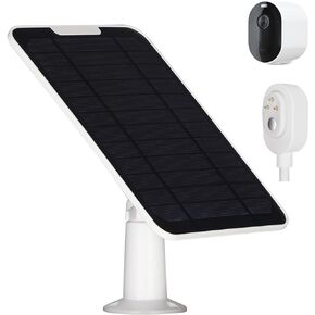 Upgrade 5W Solar Panel Charging Compatible with Arlo Pro 3/Pro 4/Pro 5S/Ultra/Ultra 2/Go 2 Continuous Power Supply IP65 Weatherproof with 9.8ft Charging Cable and Adjustable Wall Mount 1Pack