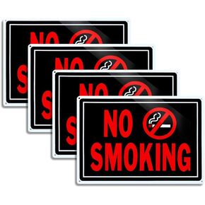 No Smoking Sign - 4-Pack 14x10 inch Aluminum, Durable, Weatherproof Non-Smoking Area Alert, Bold Red & Black Prohibition Symbol for Business & Public Spaces