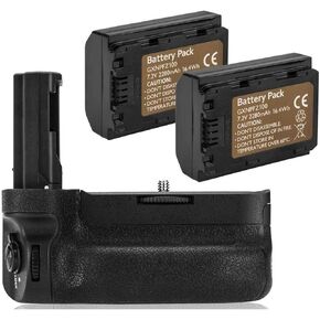 VG-C3EM Battery Grip + 2-Pack High Capacity 2280mAh NP-FZ100 Batteries, Replacement for Sony A7 III, A7R III, A9 Digital SLR Camera