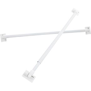 STOBAZA 2pcs Screen Rod Extendable Curtain Rod Magnetic Curtain Rod 28-48 Inches Stick on Curtain Rod Adjustable Window Screens Small Curtain Rods Cupboard Hanging Rod Plastic White