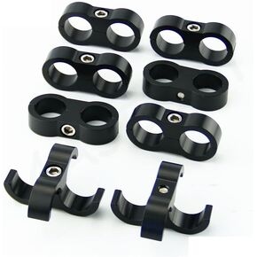 YSIL 6AN Hose Separator Clamp Fuel Line Mounting Clamp Aluminum Suitable for Oil Line Brake Line Water Pipe and Gas Line Black 6PCS