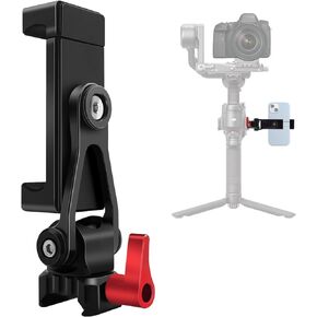Aluminum Alloy Phone Tripod Mount with Cold Shoe Mount & NATO Clamp Compatible with DJI RS4/RS4 Pro/RS3/RS3 Pro/RS3 Mini Gimbal Stabilizer