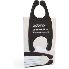 Bobino | Cord Wrap | Cord Organizer | Desk Cable Management | Cord Holder & Cable Organizer | Cord Organizer for Desk Accessories | Cable Holder & Wire Organizer Under Desk | Cord Ties | Black XL