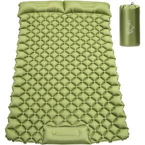 SJEhome Double Sleeping Pad for Camping, Low Noise Self Inflating Camping Pad, Inflatable Camping Mattress with Pillows Built-in Pump, Portable Camping Mat for Tent Backpacking Hiking Traveling