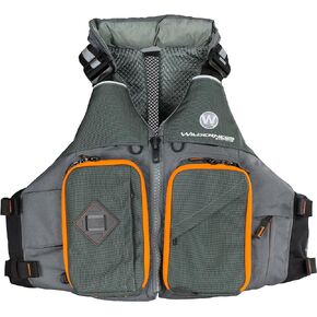 Wilderness Systems Fisher Kayaking Life Jacket - Easy Access Zippered Pockets Zippered Pockets - USCG Approved PFD - UL Type 3 Paddle Sports Life Vest - Gray