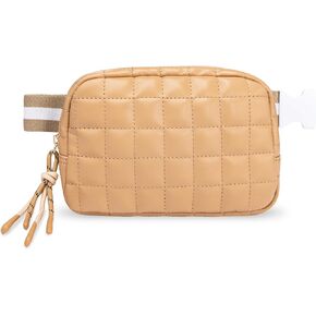 Puffer Waist Bag for Women Quilted Fanny Pack Puffy Belt Bag Cross Body Bag with Adjustable Strap for Running Shopping Hiking Workout (Green)