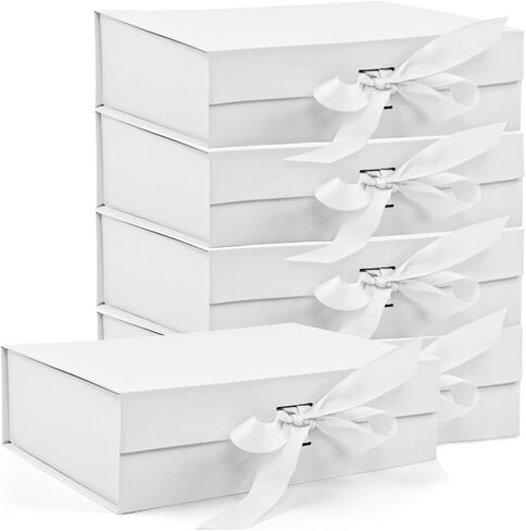 Large Gift Box, 5-Pack Magnetic Lid Gift Box Ribbon Closure Bo Elegant Gift Packaging Luxury Gift Box Decorative Gift Box,10.5x7.5x3.1" - Multi-Occasion Packaging Boxes (Black) in Saudi Arabia