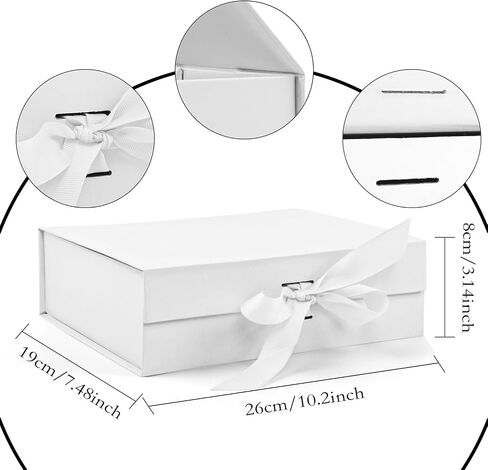 Large Gift Box, 5-Pack Magnetic Lid Gift Box Ribbon Closure Bo Elegant Gift Packaging Luxury Gift Box Decorative Gift Box,10.5x7.5x3.1" - Multi-Occasion Packaging Boxes (Black) in Saudi Arabia