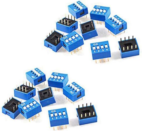DIP Switch Assorted Double Row 8 Pin 4 Positions 2.54mm Pitch - 20pcs in Saudi Arabia