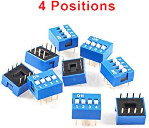 DIP Switch Assorted Double Row 8 Pin 4 Positions 2.54mm Pitch - 20pcs in Saudi Arabia