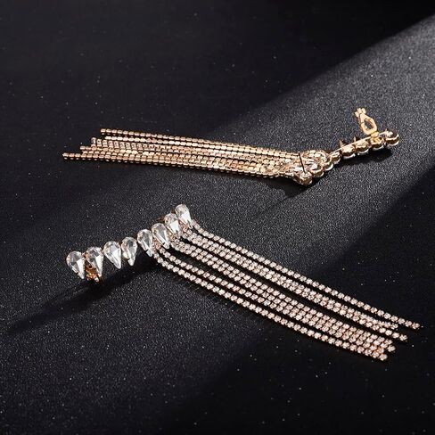 Xerling Alloy Gold Tassel Earring with Rhinestones for Women in Saudi Arabia