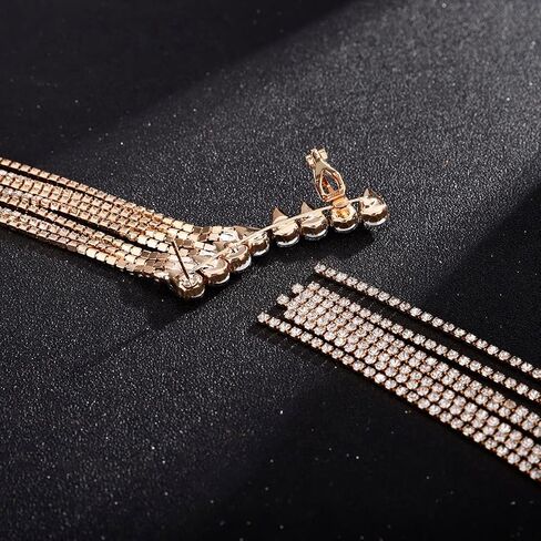 Xerling Alloy Gold Tassel Earring with Rhinestones for Women in Saudi Arabia