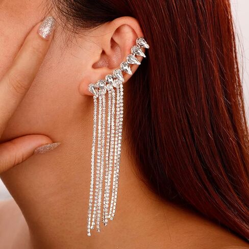 Xerling Alloy Gold Tassel Earring with Rhinestones for Women in Saudi Arabia