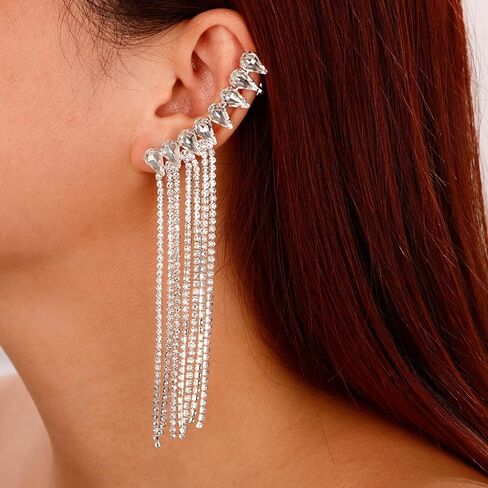 Xerling Alloy Gold Tassel Earring with Rhinestones for Women in Saudi Arabia