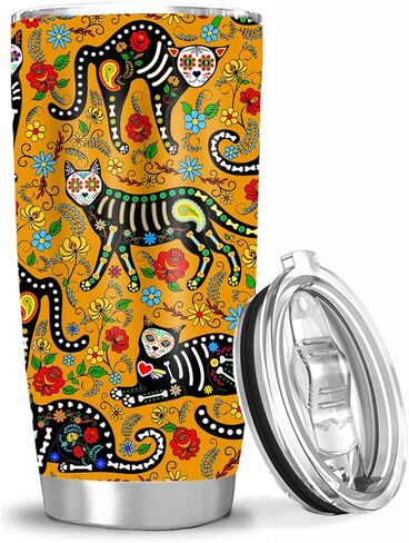 كوب شوجر سكل كاتس سعة 20 أونصة مع غطاء، كوب بهلوان معزول بالفراغ لهدايا عيد الميلاد للرجال والنساء in Kuwait