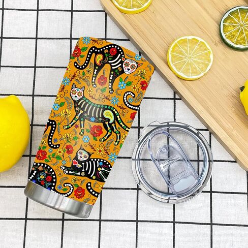 كوب شوجر سكل كاتس سعة 20 أونصة مع غطاء، كوب بهلوان معزول بالفراغ لهدايا عيد الميلاد للرجال والنساء in Kuwait