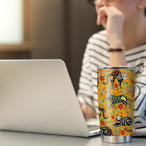 كوب شوجر سكل كاتس سعة 20 أونصة مع غطاء، كوب بهلوان معزول بالفراغ لهدايا عيد الميلاد للرجال والنساء in Kuwait