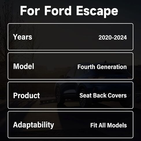 أغطية ظهر المقعد من CARESA لملحقات Ford Escape 2020-2024، واقي مسند الظهر TPE مناسب لجميع الأحوال الجوية لملحقات Ford Escape 2023 in Kuwait