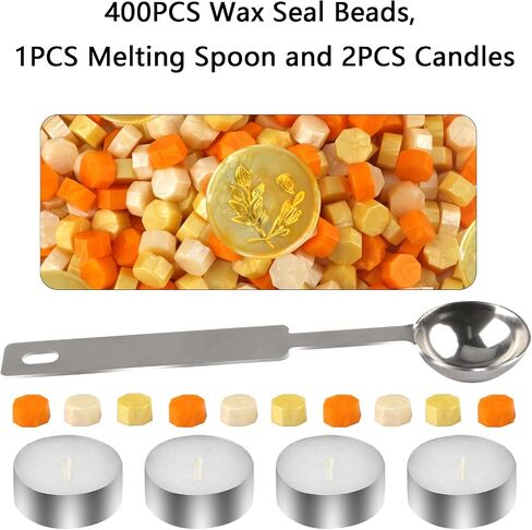 Wax Seal Beads, Vosypoky 400 PCS Sealing Wax Beads with 1PCS Wax Seal Melting Spoons and 6 Candles for Sealing Wax, Sealing Beads for Making Wedding and Party Invitations in Saudi Arabia