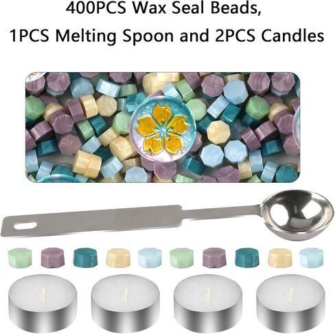 Wax Seal Beads, Vosypoky 400 PCS Sealing Wax Beads with 1PCS Wax Seal Melting Spoons and 6 Candles for Sealing Wax, Sealing Beads for Making Wedding and Party Invitations in Saudi Arabia