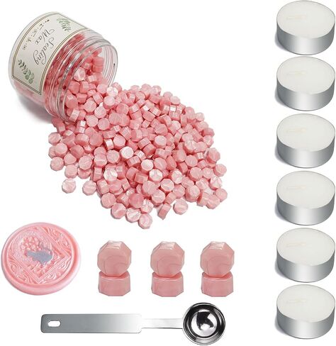 Wax Seal Beads, Vosypoky 400 PCS Sealing Wax Beads with 1PCS Wax Seal Melting Spoons and 6 Candles for Sealing Wax, Sealing Beads for Making Wedding and Party Invitations in Saudi Arabia