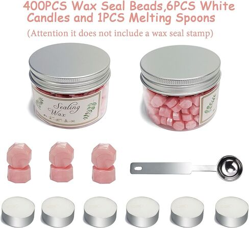 Wax Seal Beads, Vosypoky 400 PCS Sealing Wax Beads with 1PCS Wax Seal Melting Spoons and 6 Candles for Sealing Wax, Sealing Beads for Making Wedding and Party Invitations in Saudi Arabia