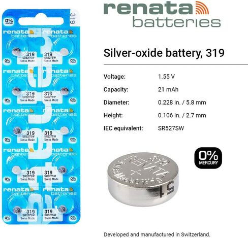 Renata 319 SR527SW Batteries - 1.55V Silver Oxide 319 Watch Battery (2 Count) in Saudi Arabia
