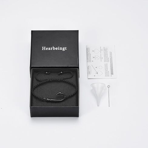 Hearbeingt مجوهرات جنائزية خطاف الصيد جرة سوار للرماد للإنسان الحيوانات الأليفة حبل مضفر قابل للتعديل تذكار سوار جرة الإسورة in Saudi Arabia