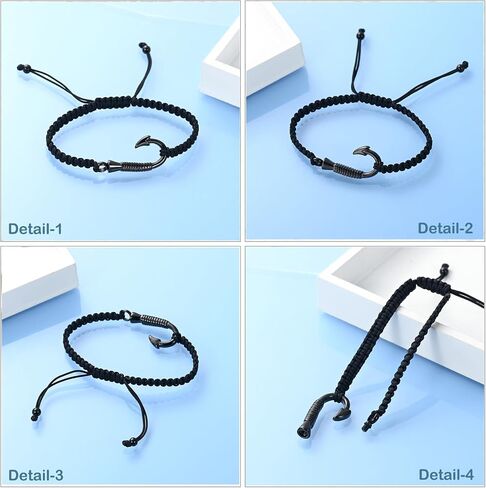 Hearbeingt مجوهرات جنائزية خطاف الصيد جرة سوار للرماد للإنسان الحيوانات الأليفة حبل مضفر قابل للتعديل تذكار سوار جرة الإسورة in Saudi Arabia