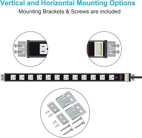 قطاع طاقة للحماية من زيادة التيار بـ 12 منفذًا، سلك عالي التحمل بطول 9 أقدام، 450 جول، قاطع دائرة 15 أمبير للمنزل والمكتب والمدرسة والمرآب وورش العمل والبيئات التجارية والصناعية [مدرج في قائمة ETL] in Kuwait