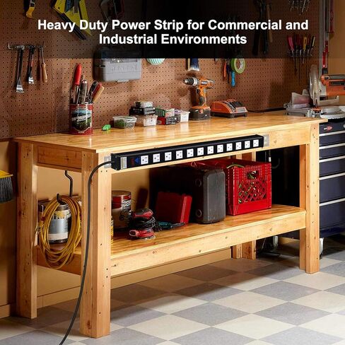 قطاع طاقة للحماية من زيادة التيار بـ 12 منفذًا، سلك عالي التحمل بطول 9 أقدام، 450 جول، قاطع دائرة 15 أمبير للمنزل والمكتب والمدرسة والمرآب وورش العمل والبيئات التجارية والصناعية [مدرج في قائمة ETL] in Kuwait