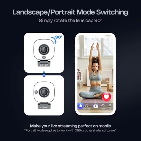 AIRHUG 2K Webcam with Ring Light, Web Camera with Dual Microphones, USB Plug and Play for Laptop,with Privacy Cover,Compatible Skype Zoom YouTube in Kuwait