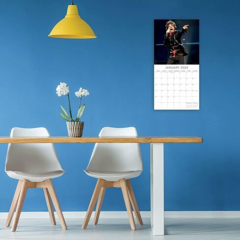 2024 Square Wall Calendar - Rolling Stones 12 x 12 Inch Monthly View, 16-Month, Art Theme, Includes 180 Reminder Stickers in Saudi Arabia