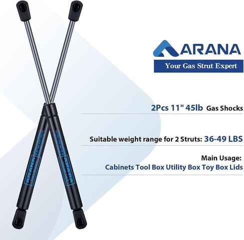 ARANA 9 بوصة 24 رطل/107 N دعامات غازية للصدمات الزنبركية 9 بوصة 24 رطل دعم الرفع C16-23733 لصندوق الأدوات وغطاء صندوق الأدوات وخزانة باب الشاحنة، مجموعة من 2 in Kuwait