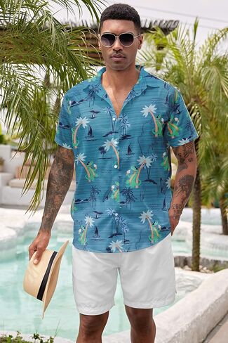 قمصان رجالي مرحة من هاواي بأكمام قصيرة كاجوال بأزرار سفلية in Kuwait