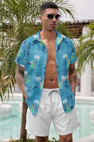 قمصان رجالي مرحة من هاواي بأكمام قصيرة كاجوال بأزرار سفلية in Kuwait