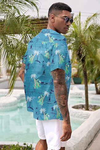 قمصان رجالي مرحة من هاواي بأكمام قصيرة كاجوال بأزرار سفلية in Kuwait