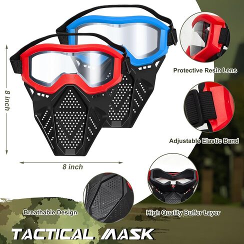 4 Pcs Kids Tactical Vest Kit Tactical Mask Include 2 Sets Tactical Vest Kit 2 Pcs Full Mask Protect Eyes for Boys Girls Face Protective Shooting Game Party Series in Saudi Arabia