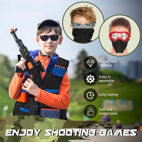 4 Pcs Kids Tactical Vest Kit Tactical Mask Include 2 Sets Tactical Vest Kit 2 Pcs Full Mask Protect Eyes for Boys Girls Face Protective Shooting Game Party Series in Saudi Arabia