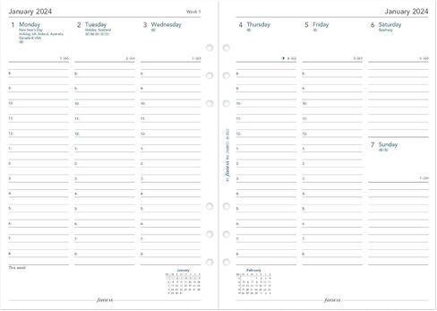 Filofax Calendar Diary Refill, A5 Size, Week-to-View with Appointments, Vertical, Multi-Fit, White Paper, English, 2024 (C68521M-24) in Saudi Arabia